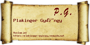 Plakinger Gyöngy névjegykártya